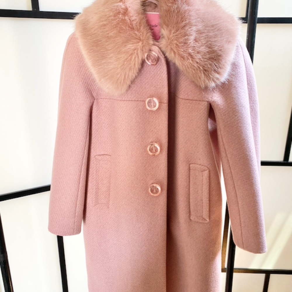 Kate Spade Pink Metallic Twill Coat - Size 0